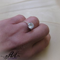 Сребърен дамски пръстен с циркони R-1014